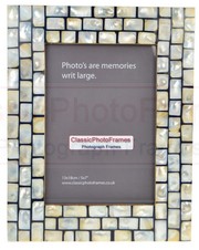 5 x 7 Mother of Pearl photo frame - White with blue